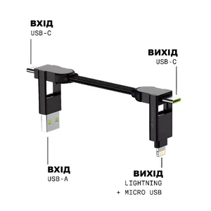 Кабель-брелок Rolling Square inCharge X Lava Black 6 в 1 USB-C/Lightning для быстрой зарядки 100W - Фото 3