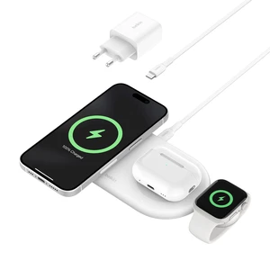 Док-станция MagSafe Belkin 3-в-1 BoostCharge Pro Charging Pad White 15W с Qi2 для iPhone | Apple Watch | AirPods - Фото 6