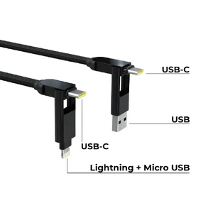Кабель Rolling Square inCharge XL Urban Black 6 в 1 USB-C/Lightning для быстрой зарядки 100W 0.3m - Фото 3