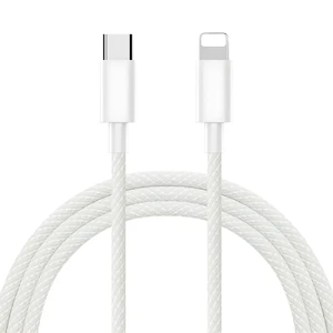 Нейлоновый кабель USB-C/Lightning для быстрой зарядки PD 20W (1m) | iLoungeMax Fast Charge Grey - Фото 2