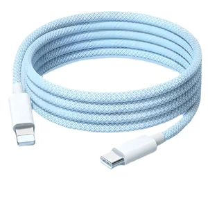 Нейлоновий кабель USB-C/Lightning для швидкої зарядки PD 20W (1m) | iLoungeMax Fast Charge Blue - Фото 2