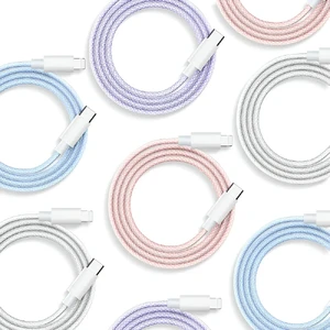 Нейлоновий кабель USB-C/Lightning для швидкої зарядки PD 20W (1m) | iLoungeMax Fast Charge Purple - Фото 4