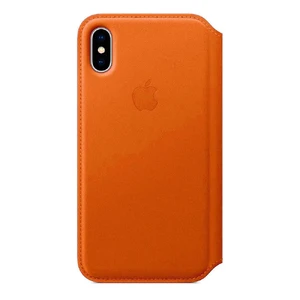 Кожаный чехол-книжка iLoungeMax Leather Folio Orange для iPhone X | XS OEM - Фото 2