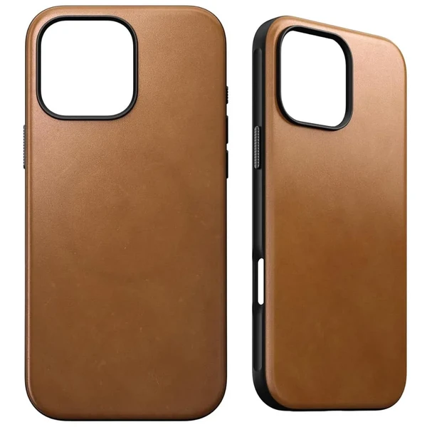 Светло-коричневый кожаный чехол Nomad Modern Leather MagSafe для iPhone 16 Pro в Луцке