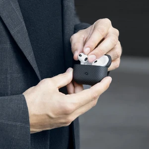 Противоударный чехол Pitaka MagEZ Twill 600D Black/Grey для AirPods 3 - Фото 7