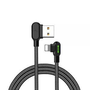 Двухсторонний зарядный кабель для iPhone | iPad Mcdodo 90° UCB to Lightning с LED-индикацией 3m  - Фото 1