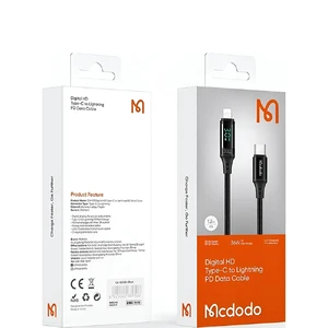 Нейлоновый кабель с дисплеем Mcdodo PD 36W USB-C to Lightning Digital Display (1.2m) - Фото 6