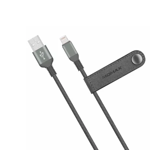 Нейлоновый кабель Momax Elite Link Triple-Braided Black Lightning to USB 2m (MFI) - Фото 3