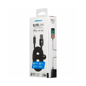 Нейлоновый кабель Momax Elite Link Triple-Braided Black Lightning to USB 2m (MFI) - Фото 7