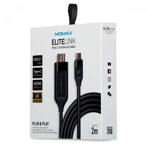 Нейлоновый кабель Momax Elite Link Black USB Type-C to HDMI 2m - Фото 5