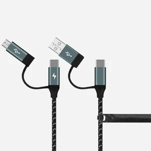 Кабель Momax OneLink DC12 4 in 1 USB | USB Type-C to Micro-USB | USB Type-C Black 1.2m - Фото 4