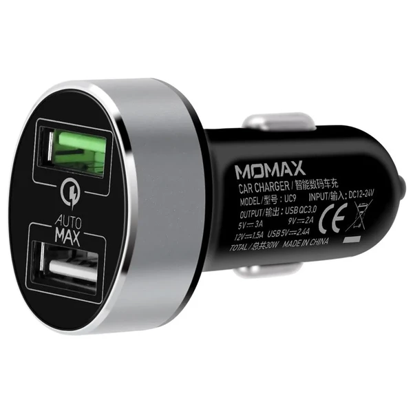 Швидка автозарядка Momax UC9 Black у Рівному