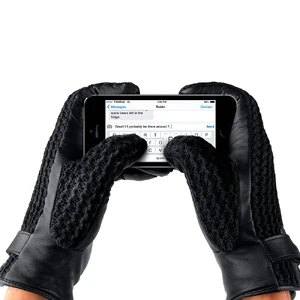 Сенсорні рукавички MUJJO Leather Crochet Touchscreen Gloves Medium (8.5) - Фото 4