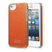 Оранжевая кожаная накладка iCarer Electroplating для iPhone 5/5S/SE  - Фото 1
