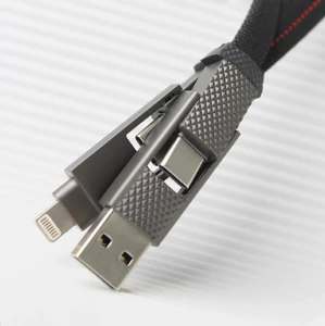 Нейлоновый кабель 4-в-1 USB-C/Lightning 60W для быстрой зарядки 1m | iLoungeMax iCharge - Фото 3