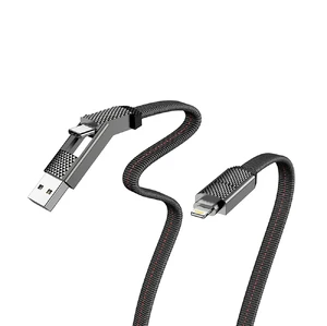 Нейлоновый кабель 4-в-1 USB-C/Lightning 60W для быстрой зарядки 1m | iLoungeMax iCharge - Фото 2