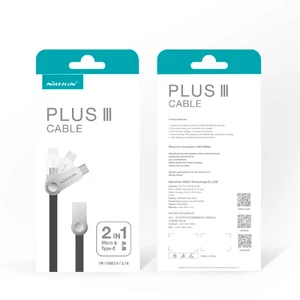 Плоский кабель Nillkin Plus III Grey USB to Micro-USB | USB Type-C 1m - Фото 3
