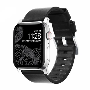 Кожаный ремешок Nomad Active Strap Silver Hardware Black для Apple Watch 44 | 42mm Series 5 | 4  - Фото 1