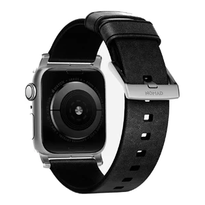 Кожаный ремешок для Apple Watch Ultra 49mm | 45mm | 44mm | 42mm  Nomad Modern Strap Silver Hardware Black - Фото 2