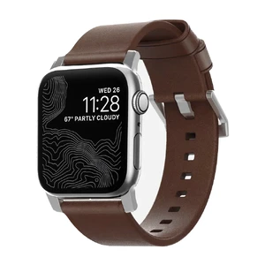 Кожаный ремешок для Apple Watch Ultra 49mm | 45mm | 44mm | 42mm  Nomad Modern Strap Silver Hardware Brown  - Фото 1