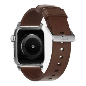 Кожаный ремешок для Apple Watch Ultra 49mm | 45mm | 44mm | 42mm  Nomad Modern Strap Silver Hardware Brown - Фото 2
