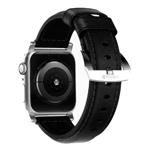 Кожаный черный ремешок для Apple Watch Ultra 49mm | 45mm | 44mm | 42mm  Nomad Traditional Leather Silver Hardware Black - Фото 2