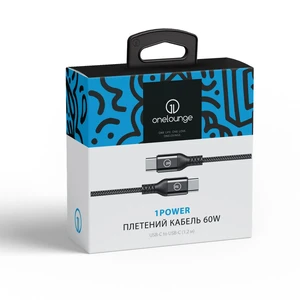 Плетений кабель oneLounge 1Power USB-C to USB-C 60W (1.2 m) - Фото 5