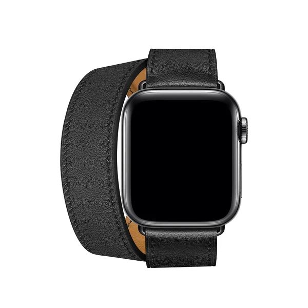 Ремінець iLoungeMax Hermès Leather Double Tour Noir для Apple Watch Ultra 49mm | 45mm | 44mm | 42mm  ОЕМ у Рівному