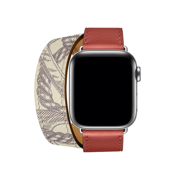 Ремінець iLoungeMax Hermès Leather Double Tour Brique | Béton для Apple Watch 42mm | 44 mm  ОЕМ у Вінниці