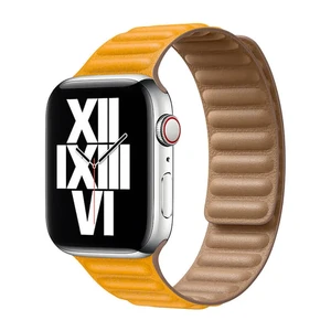 Ремешок iLoungeMax Leather Link Magnetic Yellow для Apple Watch Ultra 49mm | 45mm | 44mm | 42mm (M | L) OEM  - Фото 1