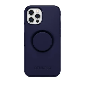 Противоударный чехол-подставка (с попсокетом) iLoungeMax Otter + Pop Symmetry Series Dark Blue для iPhone 12 | 12 Pro  - Фото 1