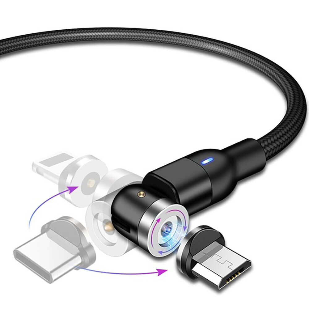  Зарядный магнитный кабель iLoungeMax Rotate Magnetic Cable 540° Micro-USB | Type-C | Lightning 1m