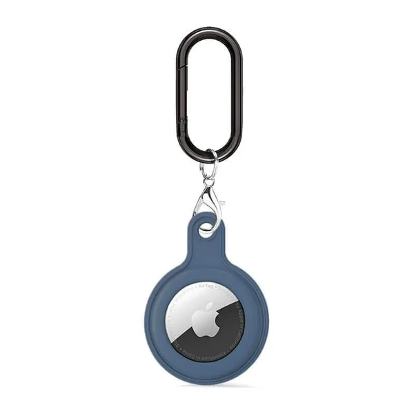 Силіконовий брелок з карабіном iLoungeMax Soft Protection Case Clip Dark Blue для AirTag у Вінниці