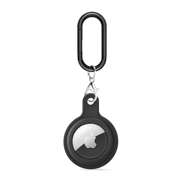 Силіконовий брелок з карабіном iLoungeMax Soft Protection Case Clip Black для AirTag у Рівному