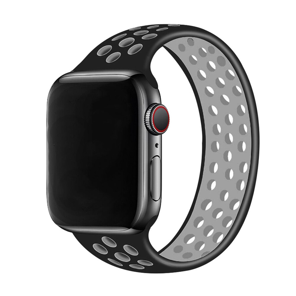 Силиконовый монобраслет iLoungeMax Solo Loop Nike Black | Gray для Apple Watch 42mm | 44mm Size M