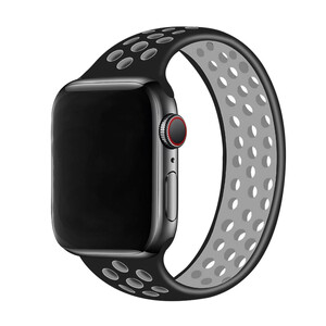 Купить Силиконовый монобраслет iLoungeMax Solo Loop Nike Black | Gray для Apple Watch 45mm | 44mm | 42mm Size M