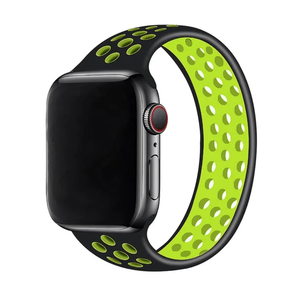 Силіконовий монобраслет iLoungeMax Solo Loop Nike Black | Green для Apple Watch Ultra 49mm | 45mm | 44mm | 42mm Size L OEM у Рівному