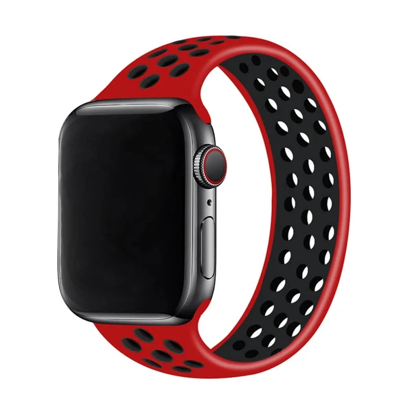 Силіконовий монобраслет iLoungeMax Solo Loop Nike Red | Black для Apple Watch Ultra 49mm | 45mm | 44mm | 42mm Size M у Рівному