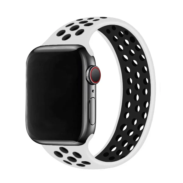 Силіконовий монобраслет iLoungeMax Solo Loop Nike White | Black для Apple Watch Ultra 49mm | 45mm | 44mm | 42mm Size L OEM у Рівному