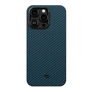 Противоударный чехол Pitaka MagEZ Case 3 Twill 1500D Black/Blue для iPhone 14 Pro KI1408P - Фото 1