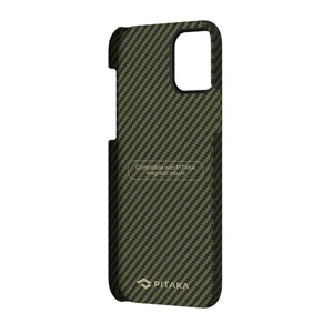 Карбоновий чохол-накладка Pitaka MagEZ Case Black | Yellow для iPhone 12 mini - Фото 2