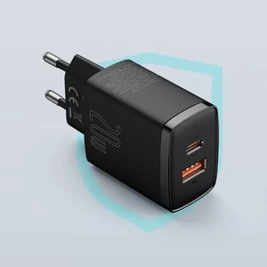 Мережевий зарядний пристрій Baseus Compact Quick Charger QC + PD Type-C + USB 20W Black - Фото 8