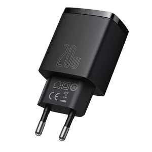 Мережевий зарядний пристрій Baseus Compact Quick Charger QC + PD Type-C + USB 20W Black - Фото 3