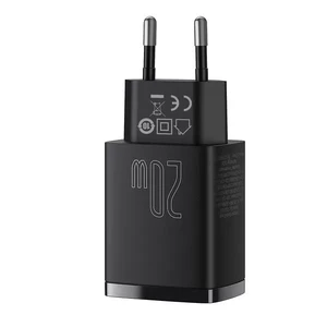 Мережевий зарядний пристрій Baseus Compact Quick Charger QC + PD Type-C + USB 20W Black - Фото 4