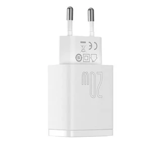 Сетевое зарядное устройство Baseus Compact Quick Charger QC + PD Type-C + USB 20W White - Фото 4