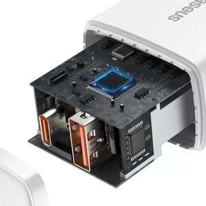 Сетевое зарядное устройство Baseus Compact Quick Charger QC + PD Type-C + USB 20W White - Фото 5