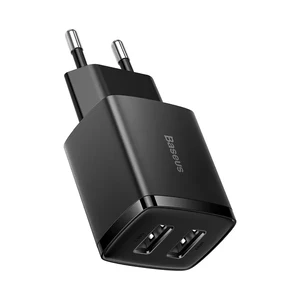 Зарядний пристрій Baseus Compact Charger 2U для iPhone/iPad, потужність 10.5W (EU) Black CCXJ010201		 - Фото 1