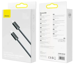 Нейлоновый кабель Type-C to Type-C для быстрой зарядки Baseus Dynamic Series 100W Slate Gray (1m) - Фото 6