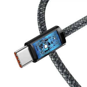 Нейлоновый кабель Type-C to Type-C для быстрой зарядки Baseus Dynamic Series 100W Slate Gray (1m) - Фото 4