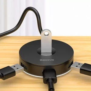 Хаб (адаптер) USB-A 3.0 для ноутбука/ПК з 4x USB-A, microUSB для флешок, клавіатури і миші | Baseus Round Box Black - Фото 4